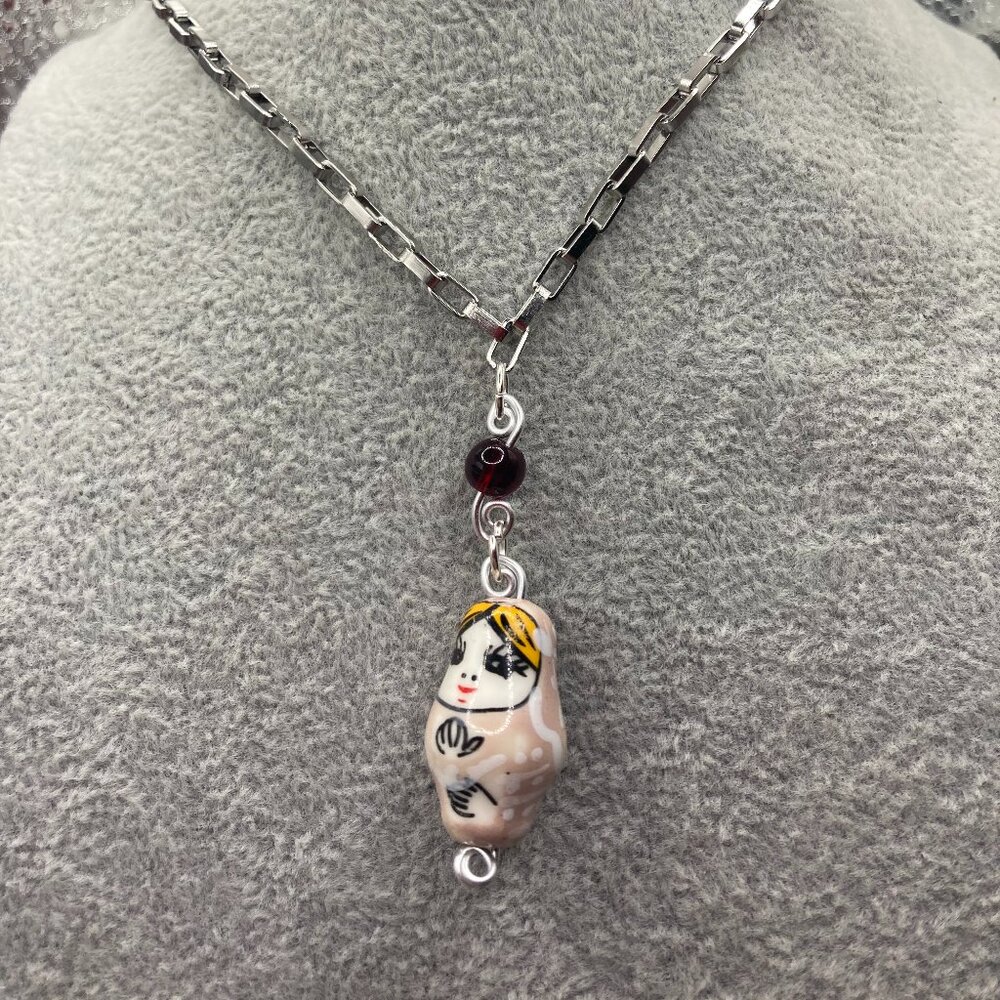 Pink Nesting Doll Charm Necklace